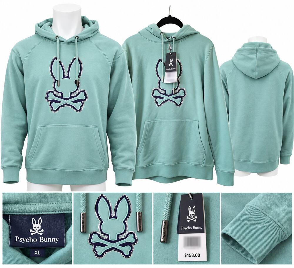 Psycho Bunny Men’s Hoodie – Mint Green – Size XL
